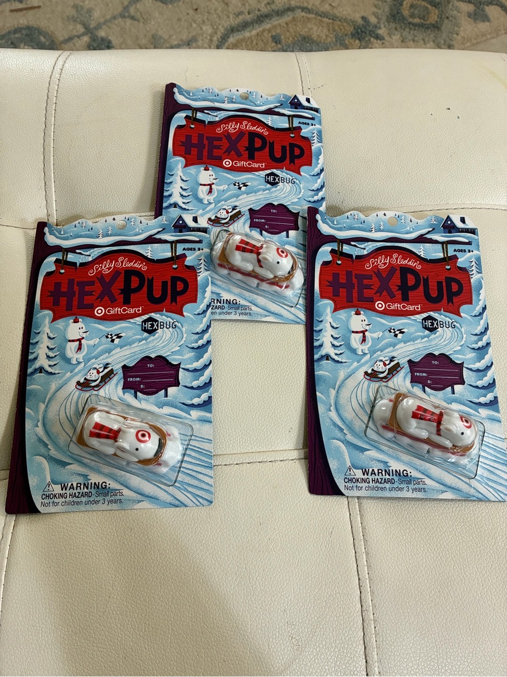 2013 Target Bullseye HexPup Holiday Toy Cars - White & Red (Set of 3)